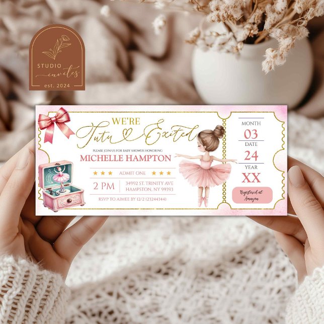 Carte Baby shower de billets de la partie Kid Ballerina (Créateur téléchargé)