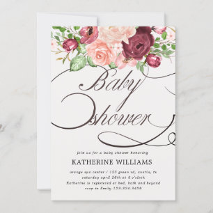 Carte baby shower de calligraphie florale