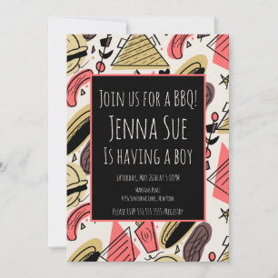 Carte Baby shower de doodles de barbecue d'été Grilling