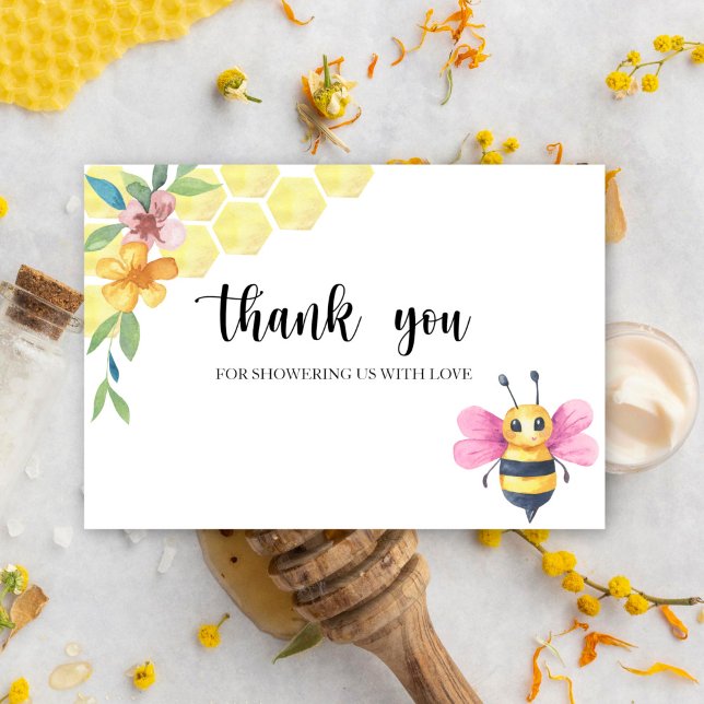 Carte Baby shower de fille d'abeilles (Créateur téléchargé)