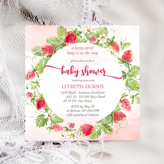 Carte Baby shower de fraise Berry (Créateur téléchargé)