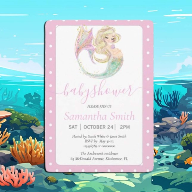 Carte Baby shower de la Fête de la Sirène de Blonde. Sou (Créateur téléchargé)