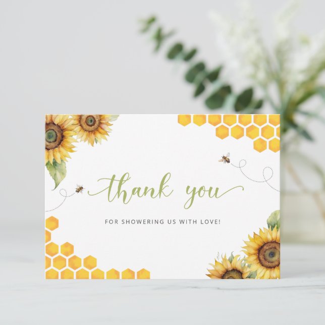 Carte Baby shower de miel Merci (Debout devant)