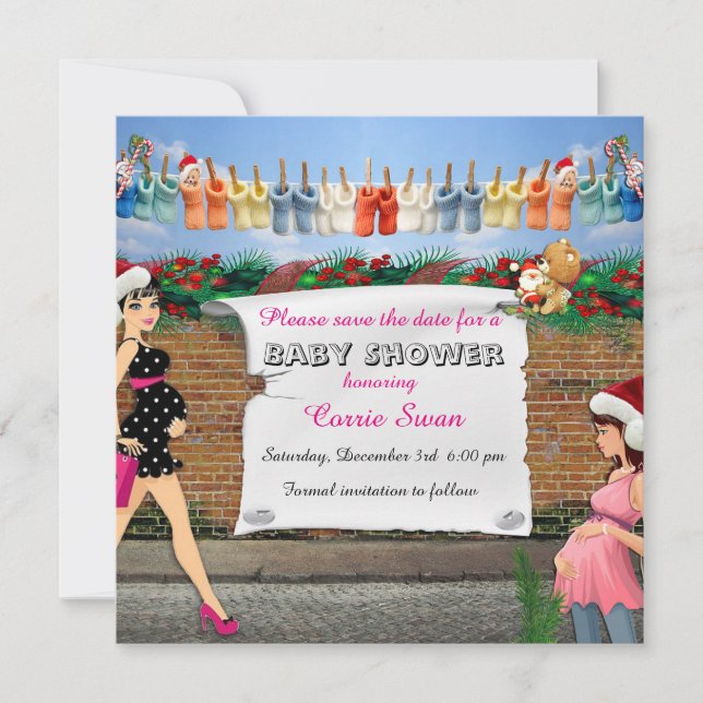 Carte Baby shower de Noël (Devant)