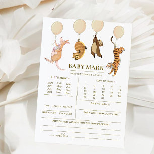 Carte Baby shower de prédictions pour les animaux de boi