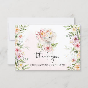 Carte Baby shower d'éléphant de fille merci