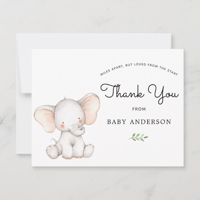 Carte Baby shower des éléphants par Merci du courrier (Devant)