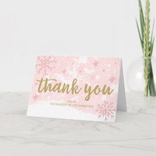 Carte Baby shower d'hiver Lavender Snowflakes Merci C