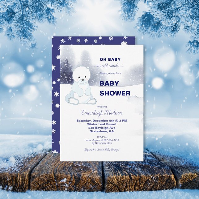 Carte Baby shower d'ours polaire (Créateur téléchargé)