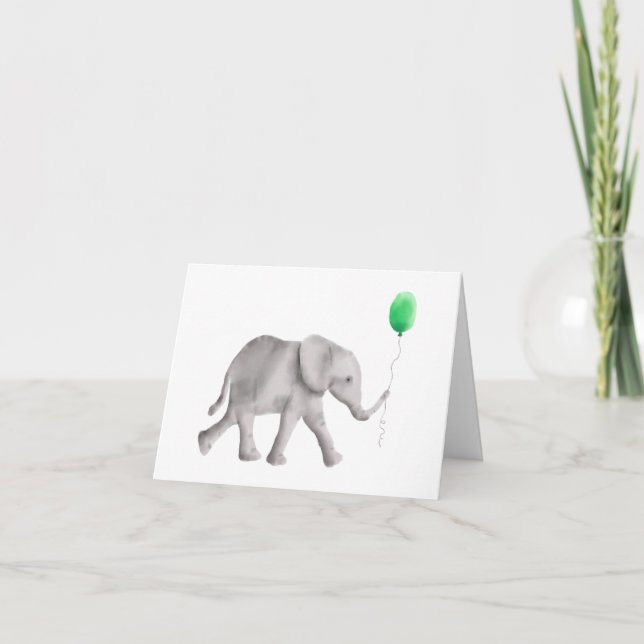 Carte Baby shower Elephant Merci Cartes, Vert (Devant)