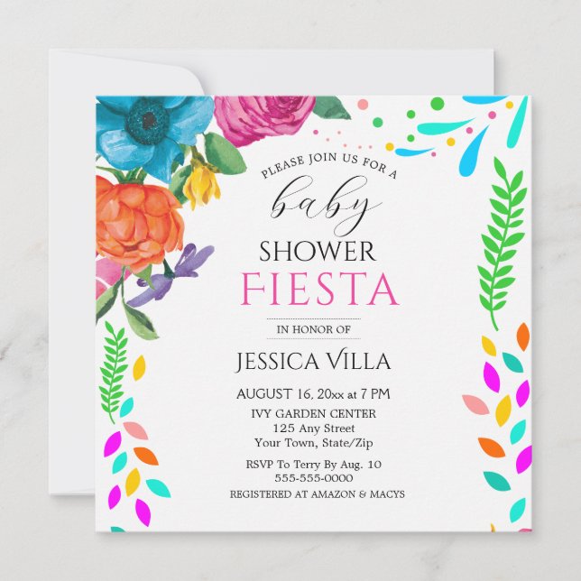 Carte Baby shower Fiesta Floral Party Appartement Invita (Devant)