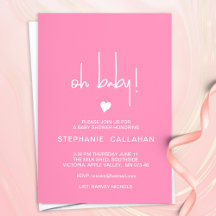 Carte Baby shower Fille Rose Moderne Avec Minuscul