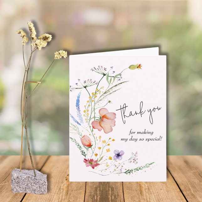 Carte Baby shower fleur sauvage Merci (Créateur téléchargé)