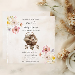 Carte Baby shower Fleur sauvage pour bébé victorien
