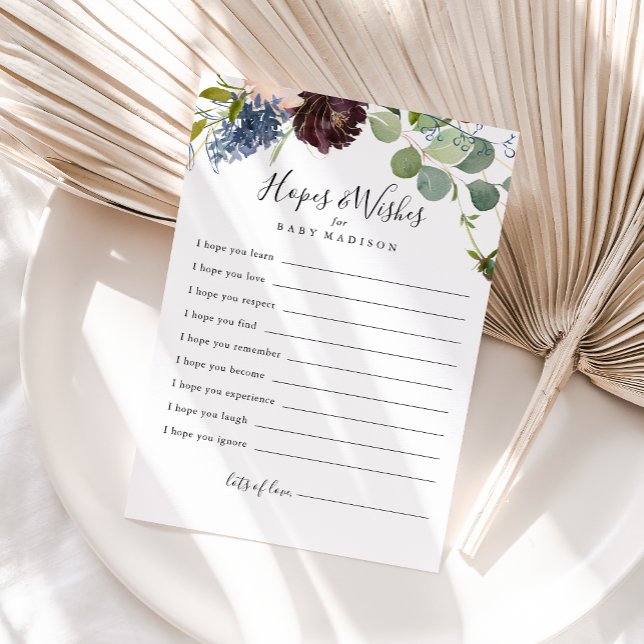 Carte Baby shower Floral Bourgogne (Créateur téléchargé)