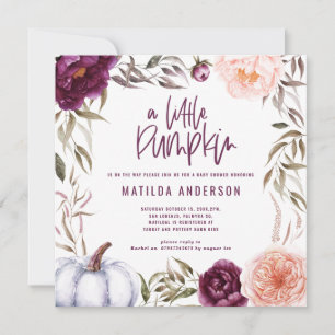Carte Baby shower floral de petite citrouille