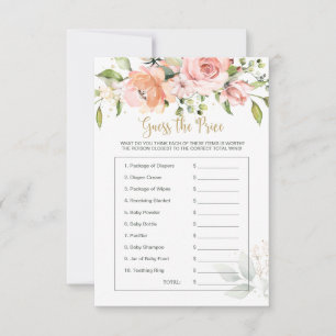 Carte Baby shower Floral devine le jeu du prix