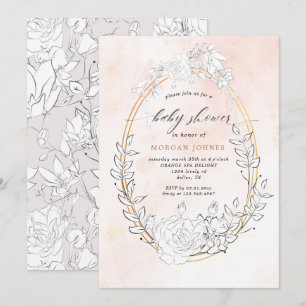 Carte baby shower floral subtil et moderne