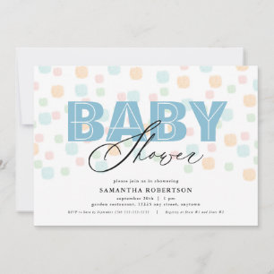 Carte Baby Shower Garçon Pastels Modernes Points 
