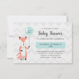 Carte Baby shower garçon scandinave Fox