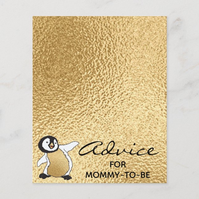 Carte baby shower "Gold Baby Penguin" (Devant)