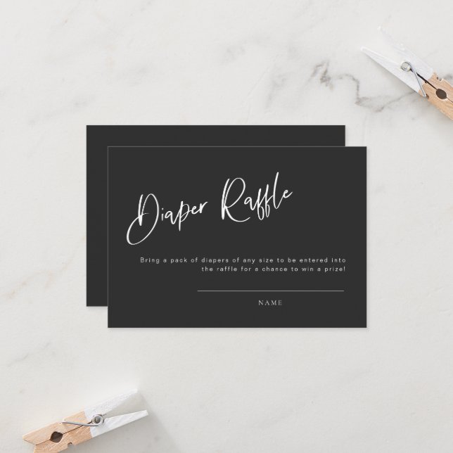 Carte Baby shower gothique noir Raffle de couche (Devant/Arrière en situation)