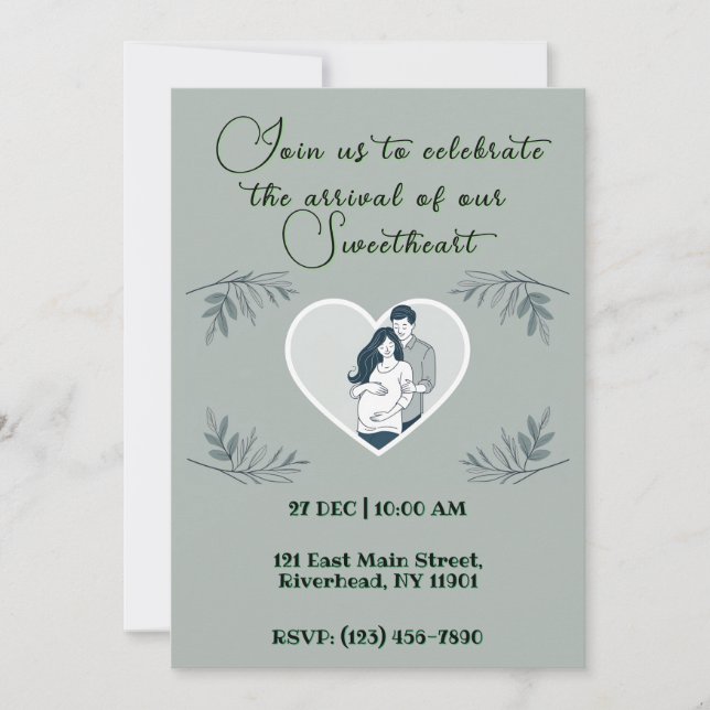 Carte Baby shower Heart avec les parents attendus (Devant)