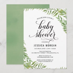 Carte Baby shower Invitation Baby shower vert