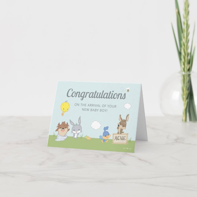 Carte BABY SHOWER LOONEY TUNES™ | Félicitations (Devant)