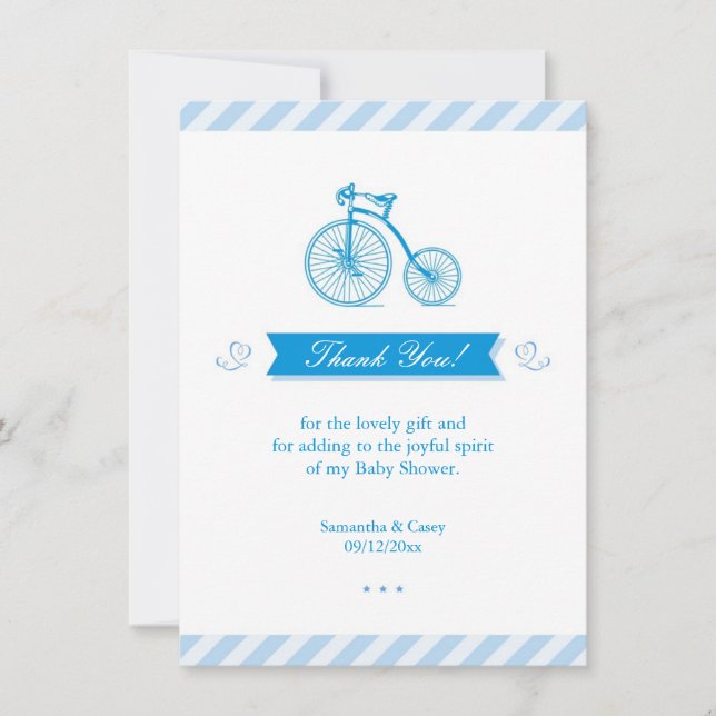Carte Baby shower Merci bleu (Devant)