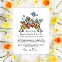 Carte Baby shower Merci Spring Birds