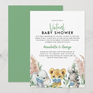Carte Baby shower mignon par mail animal covid masque