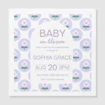 Carte baby shower mignonne violet rose marron