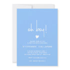 Carte baby shower moderne bleu oh garçon, petit co