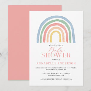 Carte Baby shower moderne imperméable arc-en-ciel élégan