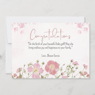 Carte Baby Shower Personnalisé Aquarelle Rose et Vert
