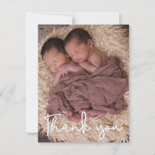 Carte Baby shower photo Twin Newborn personnalisé merci
