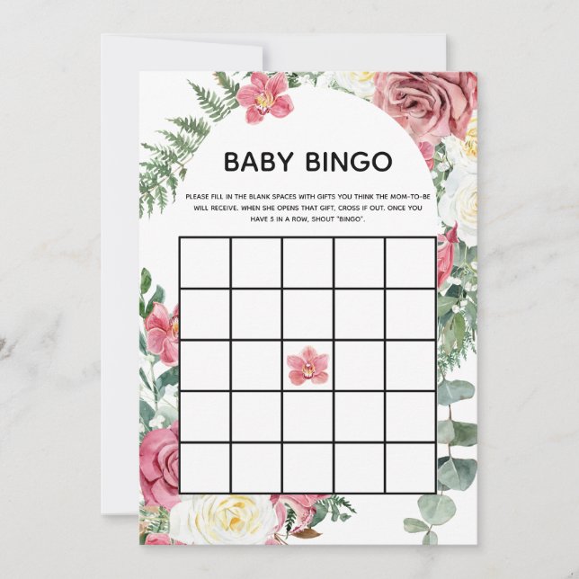 Carte Baby shower rose Floral Baby Card (Devant)
