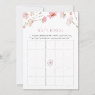 Carte Baby shower rose Floral Jeu Bingo Bébé Jeu