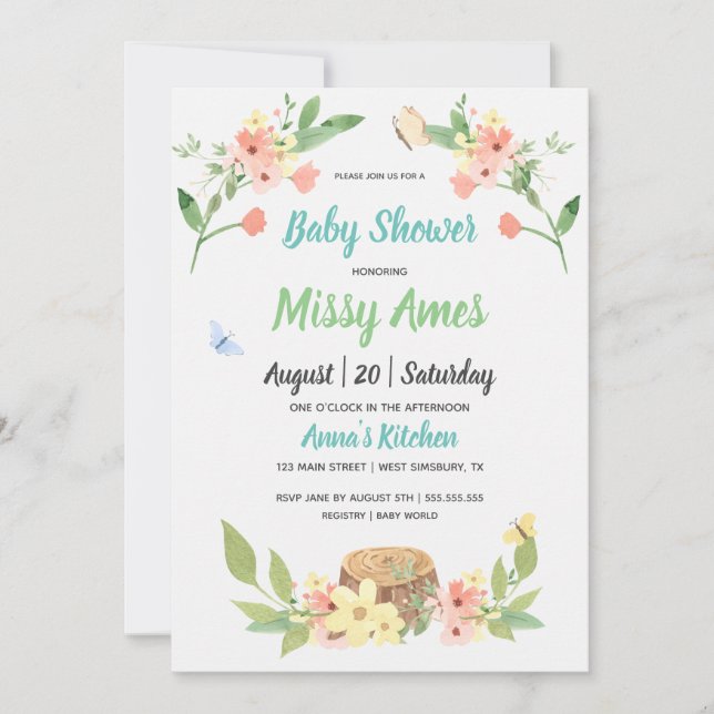 Carte Baby shower rustique Woodland (Devant)