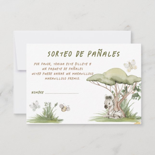 Carte Baby shower Sorteo de pañales (Devant)