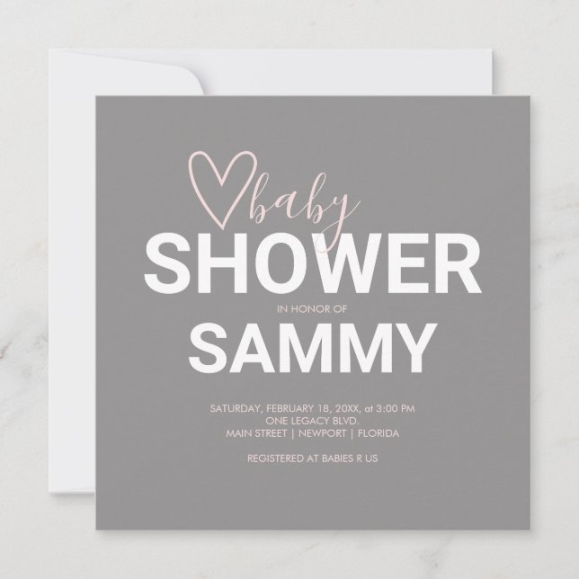 Carte Baby shower Valentine aquarelle (Devant)