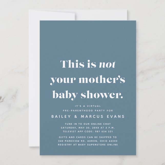 Carte Baby shower virtuel moderne amusant (Devant)
