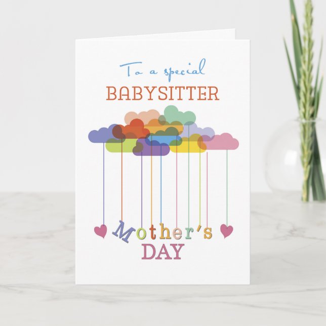 Carte Baby-sitter, nuage de Cute Mother's Day (Devant)
