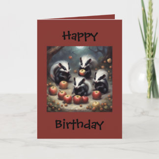 Carte Baby Skunks and Apples Birthday