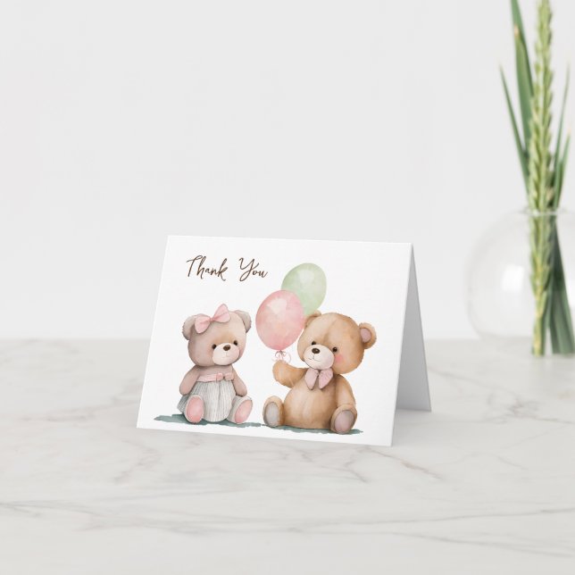 Carte Baby Twin Nounours Merci (Devant)