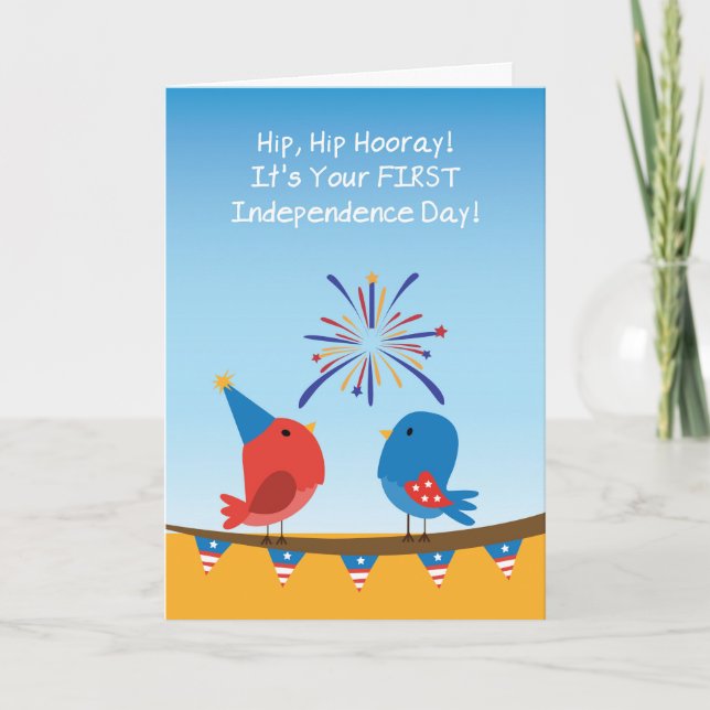 Carte Babys First 4 juillet Oiseaux observer les feux d' (Devant)