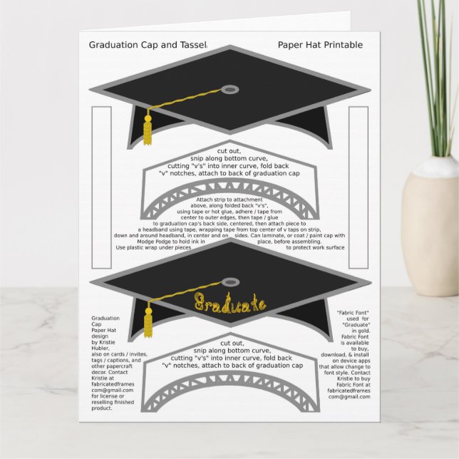 Carte Bac de diplôme Casquette de papier noir (Devant)