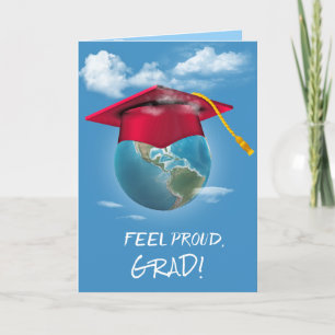 Carte Bac de graduation rouge sur la planète Terre