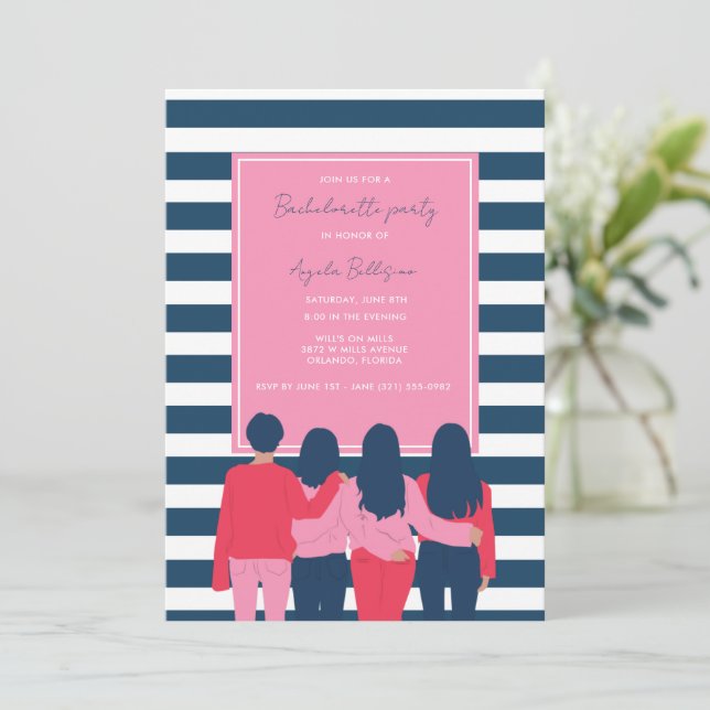 Carte Bachelorette Besties Fête des amies (Debout devant)